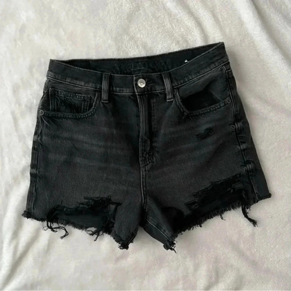American Eagle Black Denim Ripped Shorts